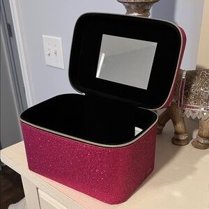 Glittery Pink Storage Box with Mirror